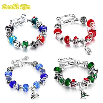 

Christmas Charms Bracelet Fine Jewelry Beads Lobster Clasp Fit Original Bracelets Bangle Fashion Europe Festival Jewellery Gift