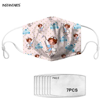 

INSTANTARTS Cartoon Mouth Mask with Filter Papers Anti Dust Adjustable Mouth-muffle Women Men Kids Masks Windproof Mascaras