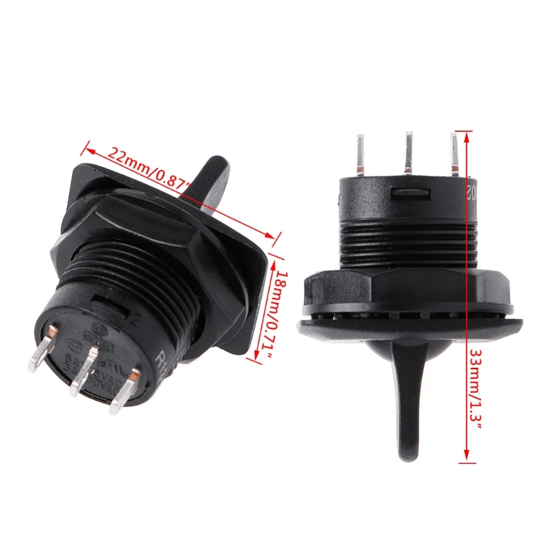

1PC R13-402 3Pin 2Position ON-OFF-ON Maintained Round Toggle Switch