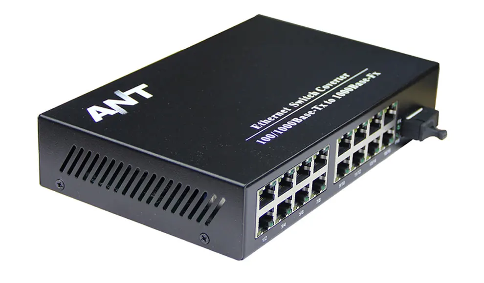 Коммутатор Gigabit Ethernet волоконно-оптический медиаконвертер одномодовый 16 RJ45 1 волоконный порт 10/100/1000 м