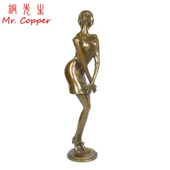 

Bronze Character Statue Craft Brass Beauty Sexy Lady Sculpture Vintage European Woman Figurines Living Room Decoration Ornament