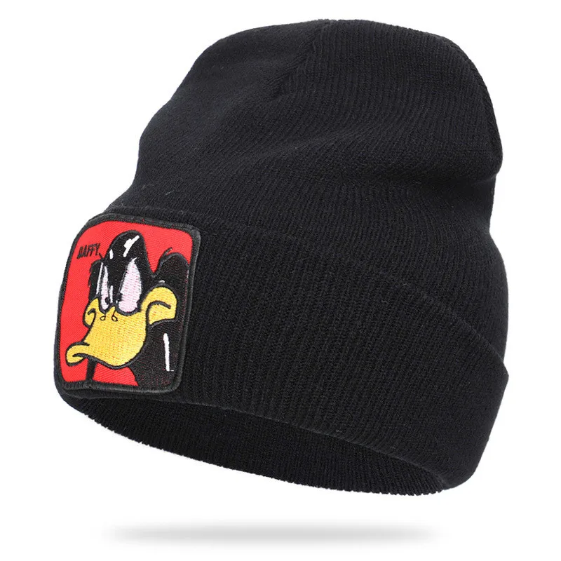 

19 Autumn and Winter Hot Cartoon Duffy Duck Donald Duck Daffy Embroidered Knitted Hat Wool Warm
