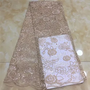 

Sequined Style African High Quality Net Wedding Lace Fabric 2020 New Nigeria Sequins Guipure Tulle Sewing Evening Dress Material