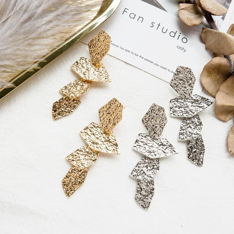 

European and American Exaggeration Trend Metal Texture Irregular Earrings Fashion Personality Girl Women's Accessories Jewelry