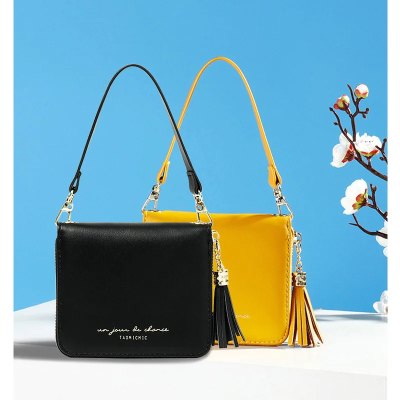 Индивидуальный Женский маленький кошелек с кисточками, Одноцветный Элегантный многофункциональный слинг-сумка с клапаном, роскошная брендовая мини-дамская сумочка для монет