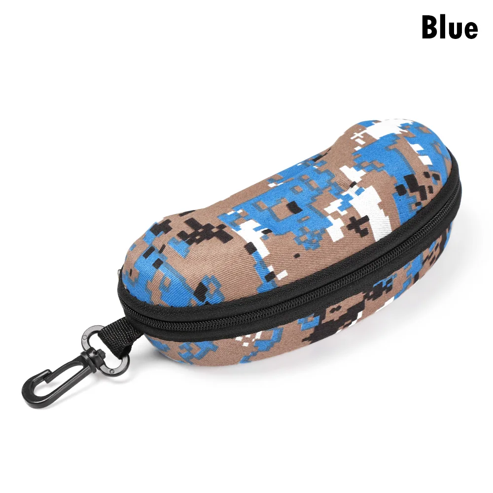 Blue Новая мода унисекс камуфляжные очки коробка портативный открытый молнией eva Чехол для очков карабин Чехол для очков футляр для очков - Цвет: Blue