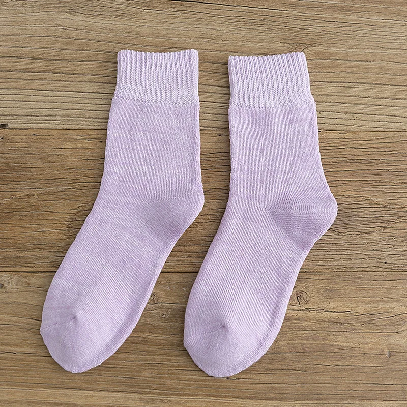light purple 10 пар, модные носки до середины икры, женские носки, однотонные, 5 цветов, осенне-зимние носки для женщин, легкие носки с подушками - Цвет: light purple