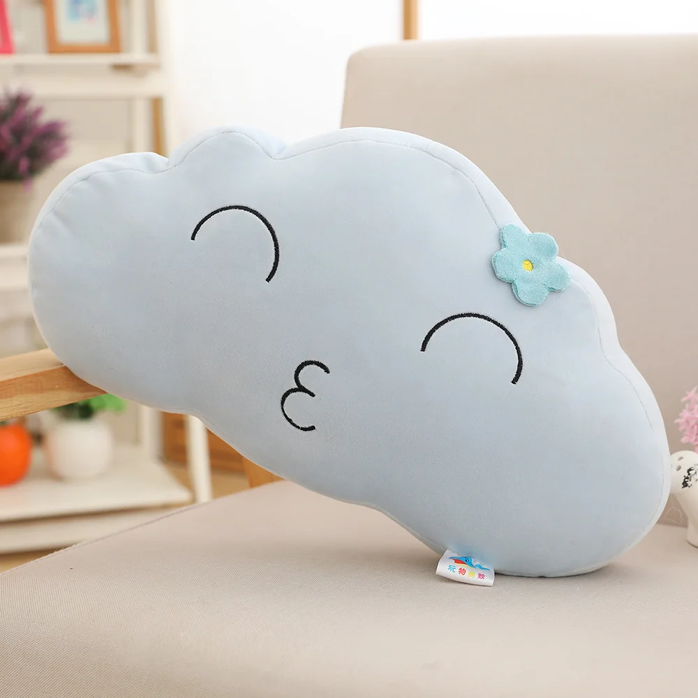 1 шт., Ins kawaii, плюшевая подушка с смайликом и облаком, подушка для дивана, мягкая плюшевая игрушка для детей, детская подушка для украшения дома - Цвет: 1-L-42x85cm