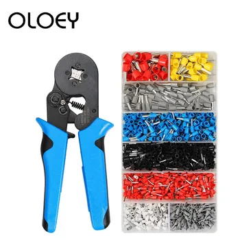 

800 1200 Pcs/Box Tubular Line Insert Needle Nose Crimp Connector Insulated Cold Pressed Terminal HSC8 6-4A Crimping Pliers