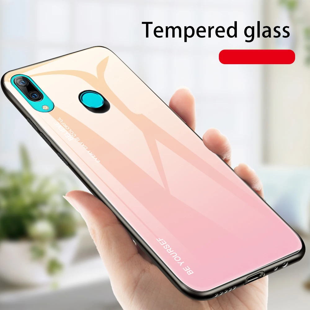 Для huawei P Smart чехол стеклянная крышка на huawei PSmart Z Plus+ чехол силиконовый мягкий бампер градиентное стекло Защита 360 °