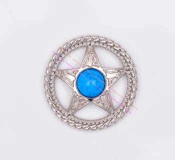 

10PC 30MM Antique Silver Western Cowboy Texas Ranger Star Leathercraft Turquoise Saddle Bridle Concho Screwback