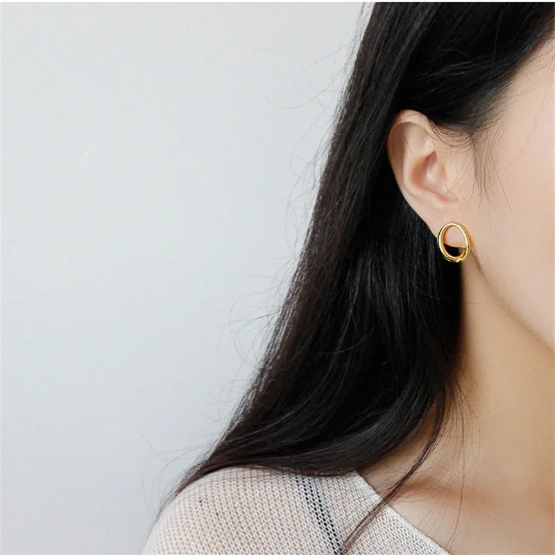 ying Vahine 925 Sterling Silver Korean Style Irregular Lines Stud Earrings for Women