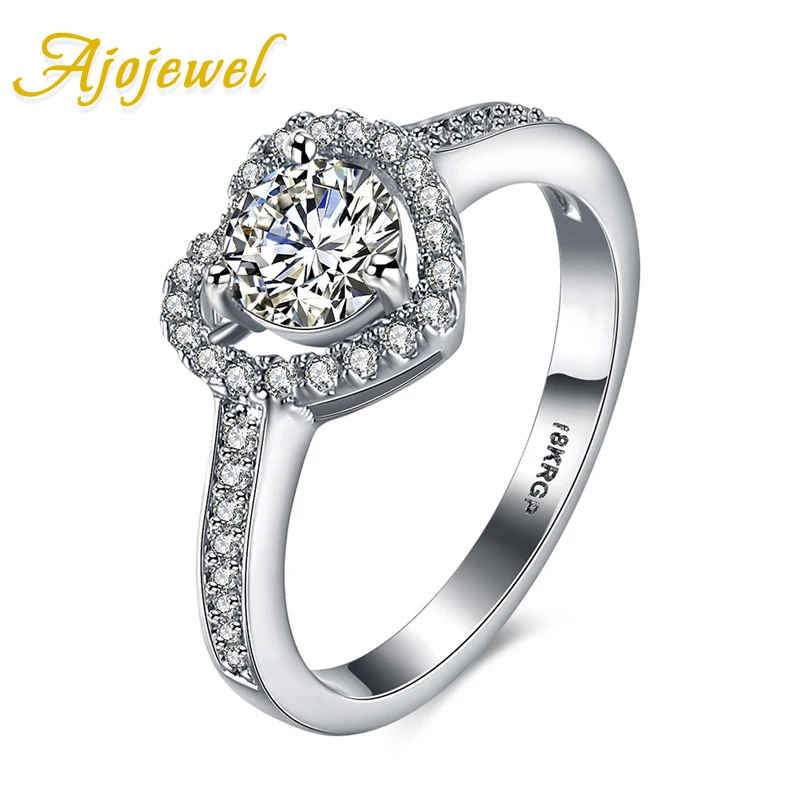 Ajojewel Size 6 Luxury Zirconia Ring Heart Wedding Rings For Women Wholesale Bijoux Bague De Mariage