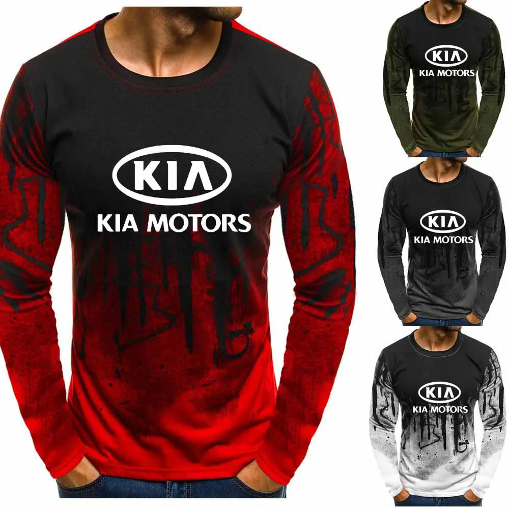 Пуловер с круглым вырезом и градиентом, свитшоты с логотипом автомобиля KIA Motors, повседневные хлопковые мужские толстовки в стиле хип-хоп, Harajuku, мужская одежда