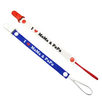 

Newborn Baby Pacifier Teether Anti-lost chain I Love Mama Papa Baby Infant Feeding Pacifier Clip Band Nipple Holder Teether Toy