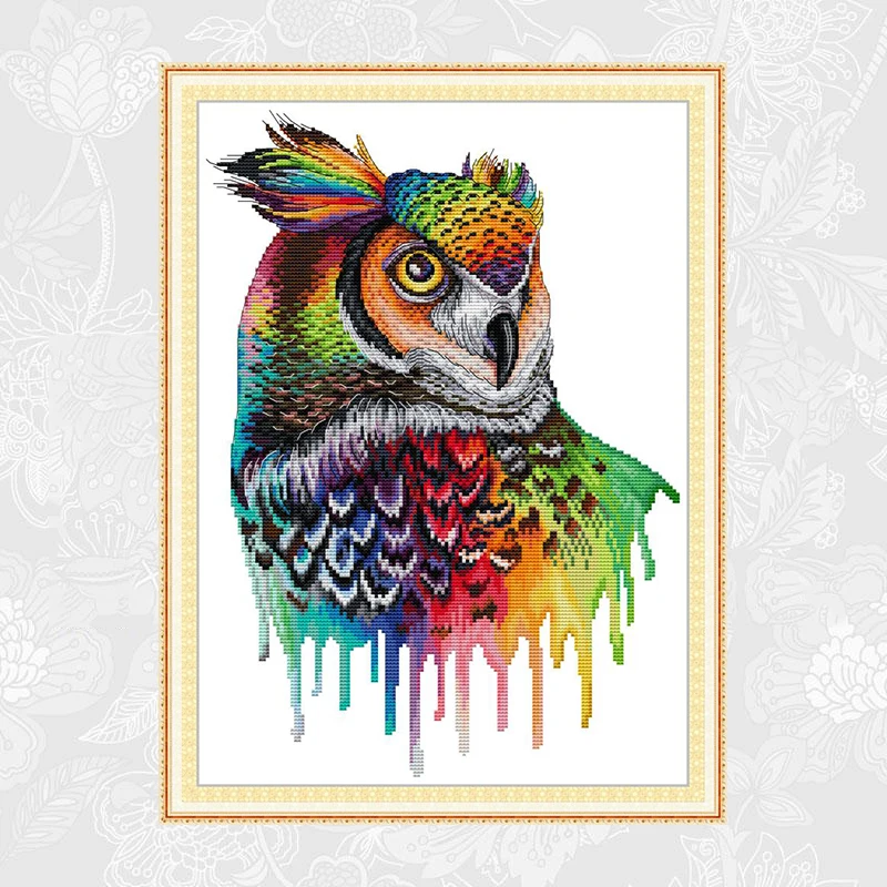 Rainbow Owl Cross-stitch Animal Patterns Printed on Canvas 14CT 11CT DIY Embroidery Handmade Cross Stitch Kits Needlework Sets | Дом и сад