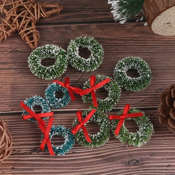 New 10 pcs Christmas Wreaths Miniature Fairy Garden Home Decoration Mini Craft Dollhouse Micro Decor DIY Gift Dollhouse Decor 1