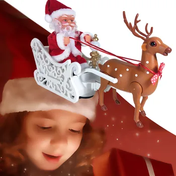 

Santa Claus Toy 2019 Top Christmas Santa Claus in Sleigh with Reindee Deer Ornaments Xmas New Year Gifts Kerstman Papai Noel