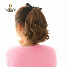 Короткие кудрявые конский хвост термостойкие синтетические хвостики для прически черные золотые коричневые волосы для наращивания волос бант Scrunchie
