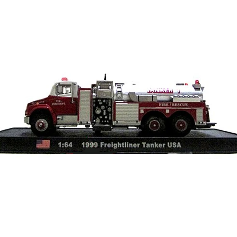 1:64 Scale 15CM American Flaina Water Tank Fire Truck 1999 Freightliner Tanker Simulation alloy car model Kids Gifts Collection |