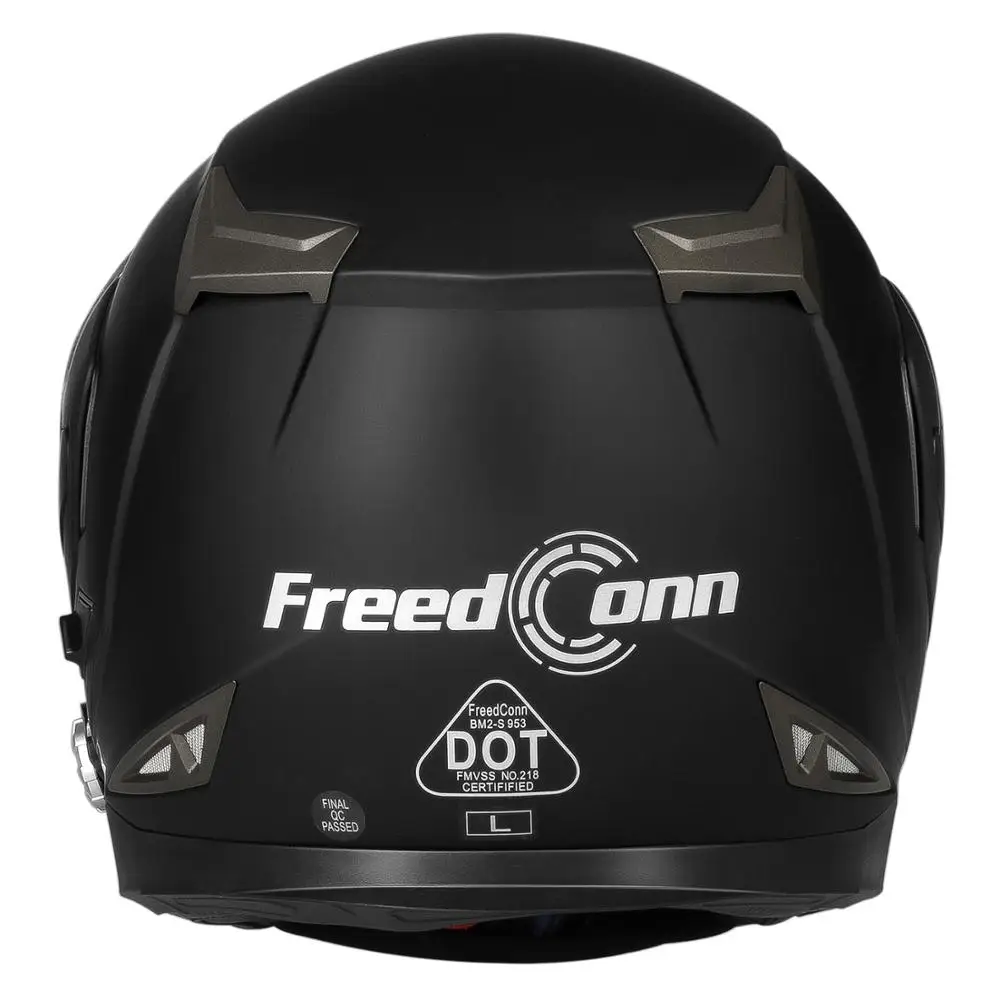 Матовый черный FreedConn Bluetooth мотоциклетный шлем встроенный переговорное устройство Поддержка FM радио Смарт BT Moto шлем DOT стандарт