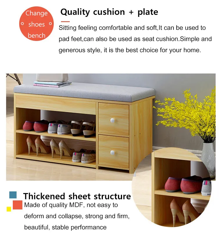 Nordic Creative Entrance Shoe Bench Storage Stool Multi-function Double-layer Shoe Rack Living Room Sofa Stool