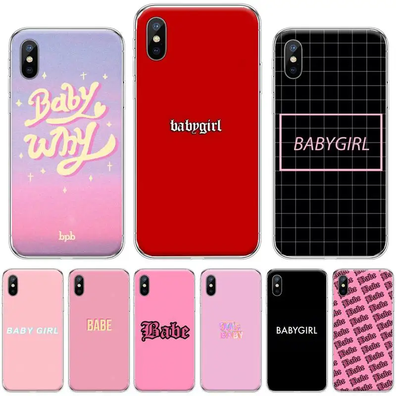 Babe text words розовый ТПУ Мягкий силиконовый чехол для телефона iphone 4 4s 5 5s 5c se 6 6s 7 8 plus x