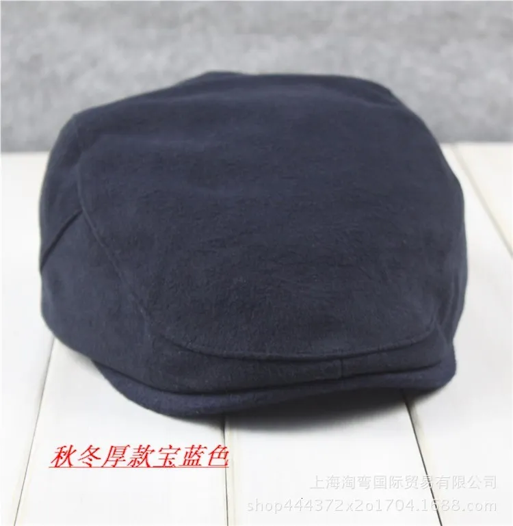 Male Plus Size Ivy Hat Big Head Man Spring Summer and Autumn Newsboy Cap Linen Beret Caps Winter Wool Flat Caps 55-59cm 60-61cm - Цвет: woolen blue