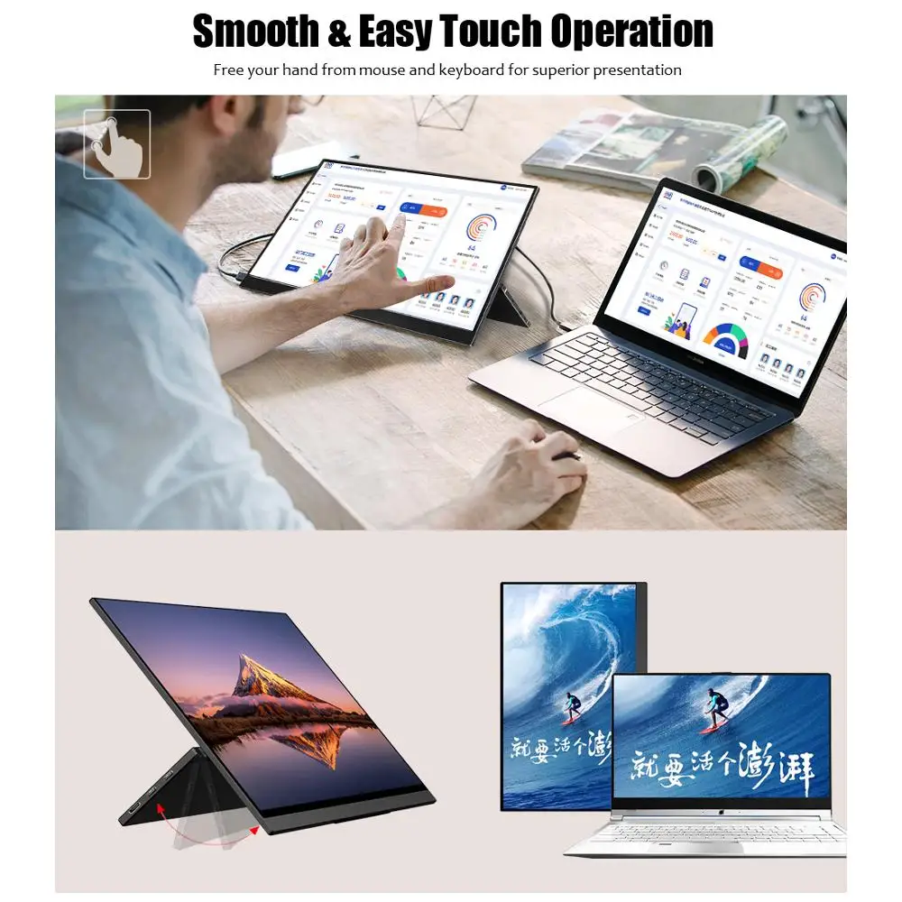 2020 Новейшая 4K Портативный монитор с сенсорным экраном тяжести Сенсор