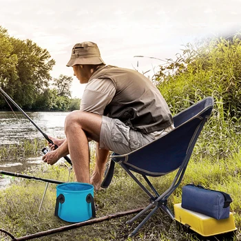 

Outdoor Portable Collapsible Moon Chair Fishing Camping BBQ Stool Folding Hiking Seat Director Sketch Backpack Chair New