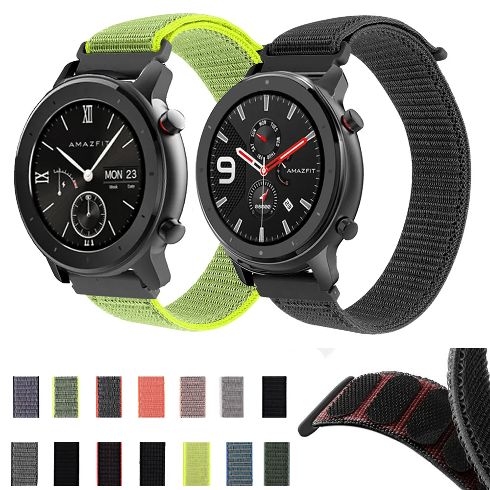 Тканый нейлоновый ремешок петля для Xiaomi Huami Amazfit GTR 47 мм 42 Смарт часы браслет