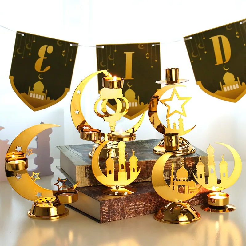 1pc EID Mubarak Licht Leuchter Tablett Decortion Ramadan Muslim