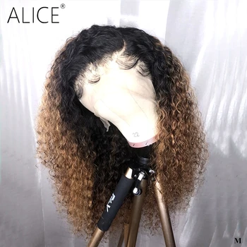 

ALICE Curly 13x6 Lace Front Human Hair Wigs Pre Plucked Hairline Brazilian Non-Remy Hair 8''-24'' Lace Wig With Baby Hair