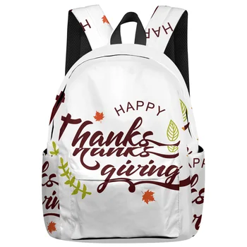 

Thanksgiving Theme And Leaf Blessings Backpack Interior Key Chain Holder Luxury Backpack Arcuate Shoulder Strap