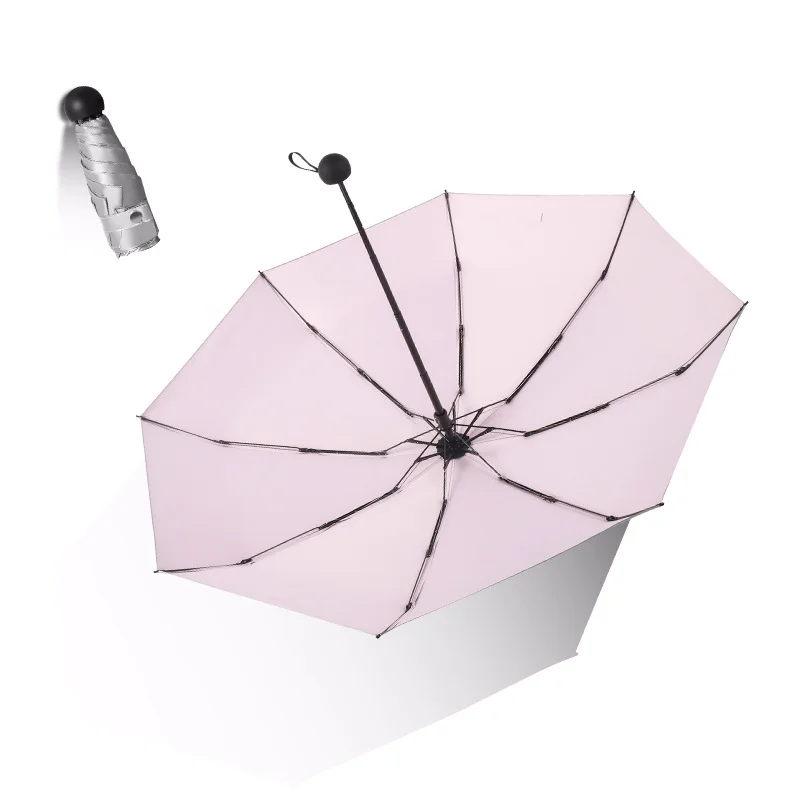 light pink Floding анти-УФ водонепроницаемый портативный зонтик Paraguas открытый дождливый Parapluie мини карманные зонтики Защита от солнца - Цвет: light pink
