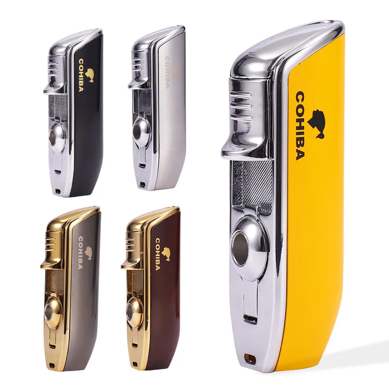 Металлическая ветрозащитная сигаретная Зажигалка COHIBA с 3 синими пламенями | Дом и