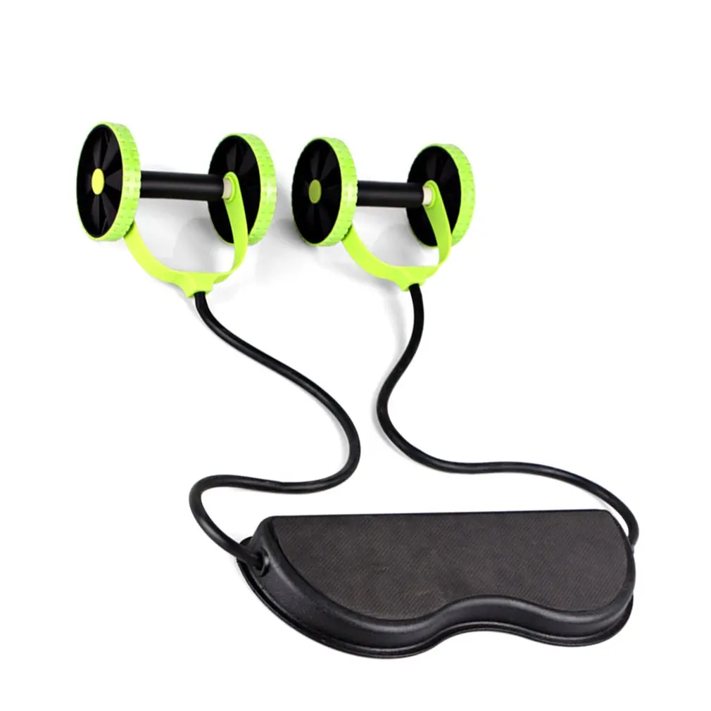 Multifunctional Abdominal Wheel Double Wheel Puller Abdominal Muscle Roller Pull Rope Automatic Rebound Health Wheel