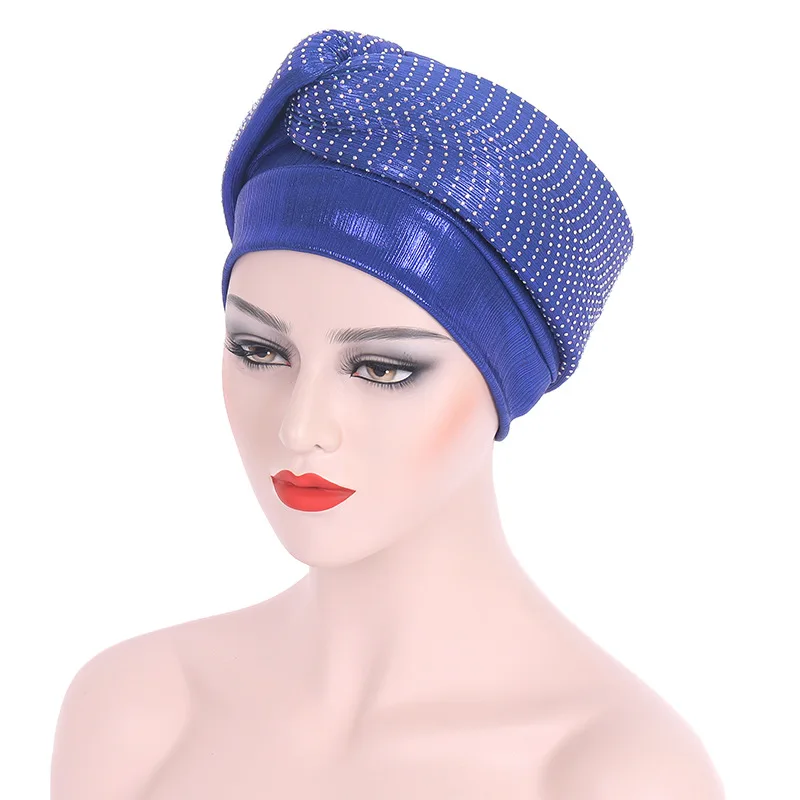 african wear for women 2022 New African Auto Gele Aso Oke Headties Muslim Turban Caps Nigerian Wedding Gele Ready To Wear Autogele Head Wraps african style clothing