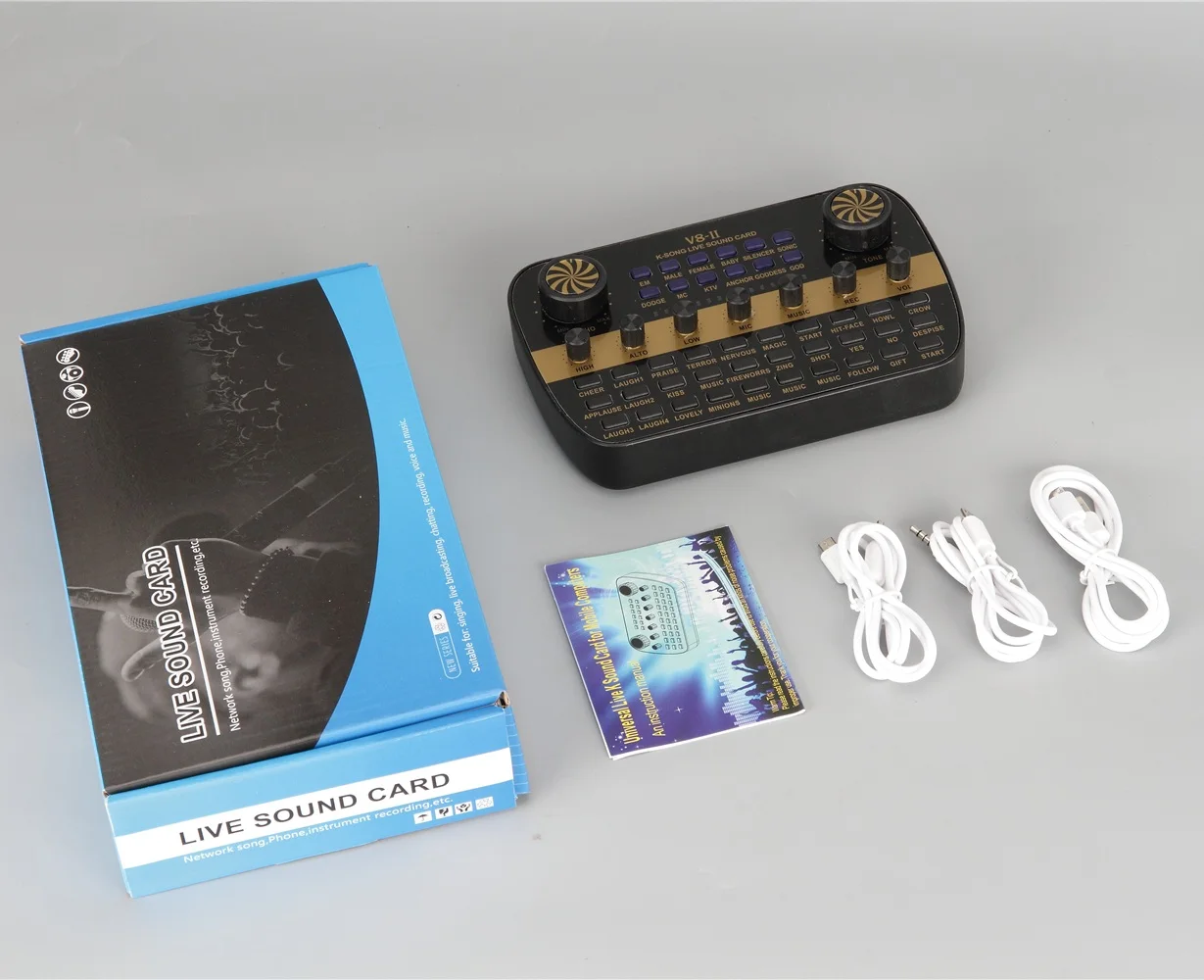 V8-II Audio Mixer Sound Card Microphone Live