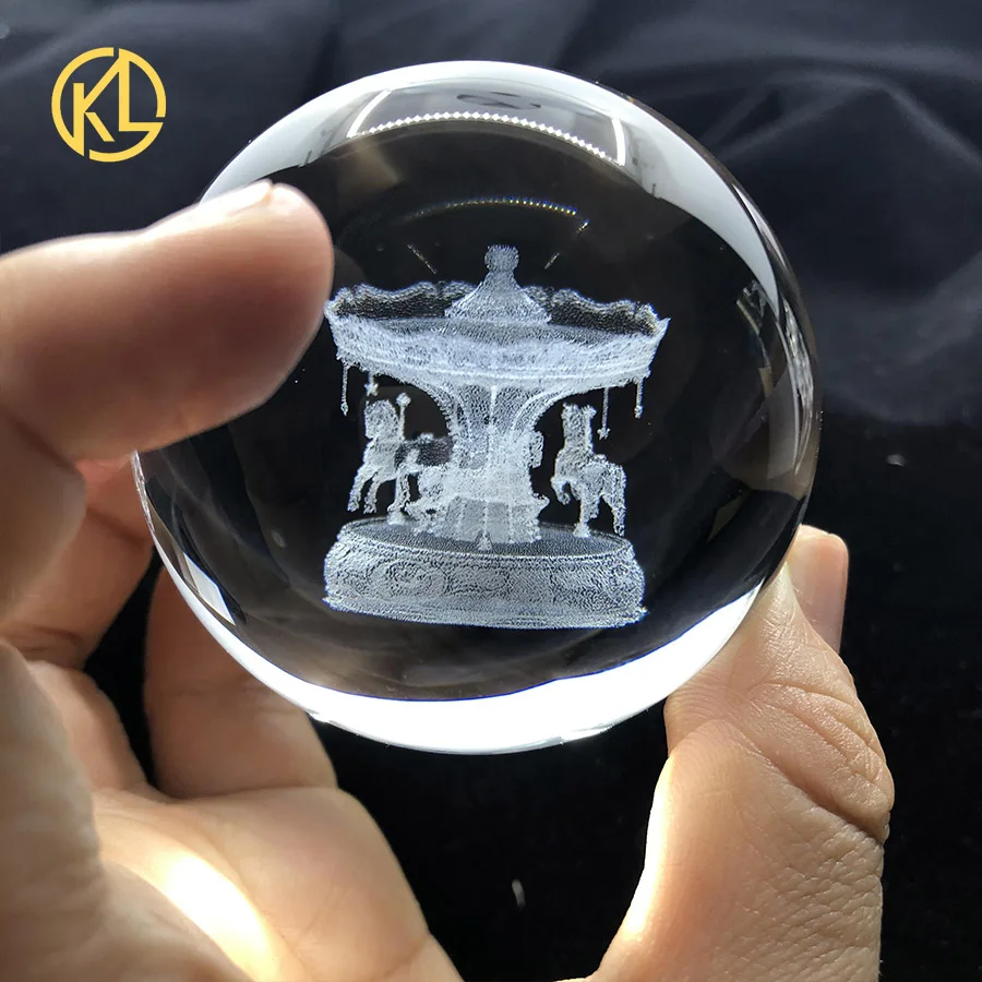 Горячая 60 мм/80 мм Хрустальный Шар колеса обозрения 3D лазерная гравировка Миниатюрная модель Сфера стекло ремесло Глобус украшение дома орнамент подарок