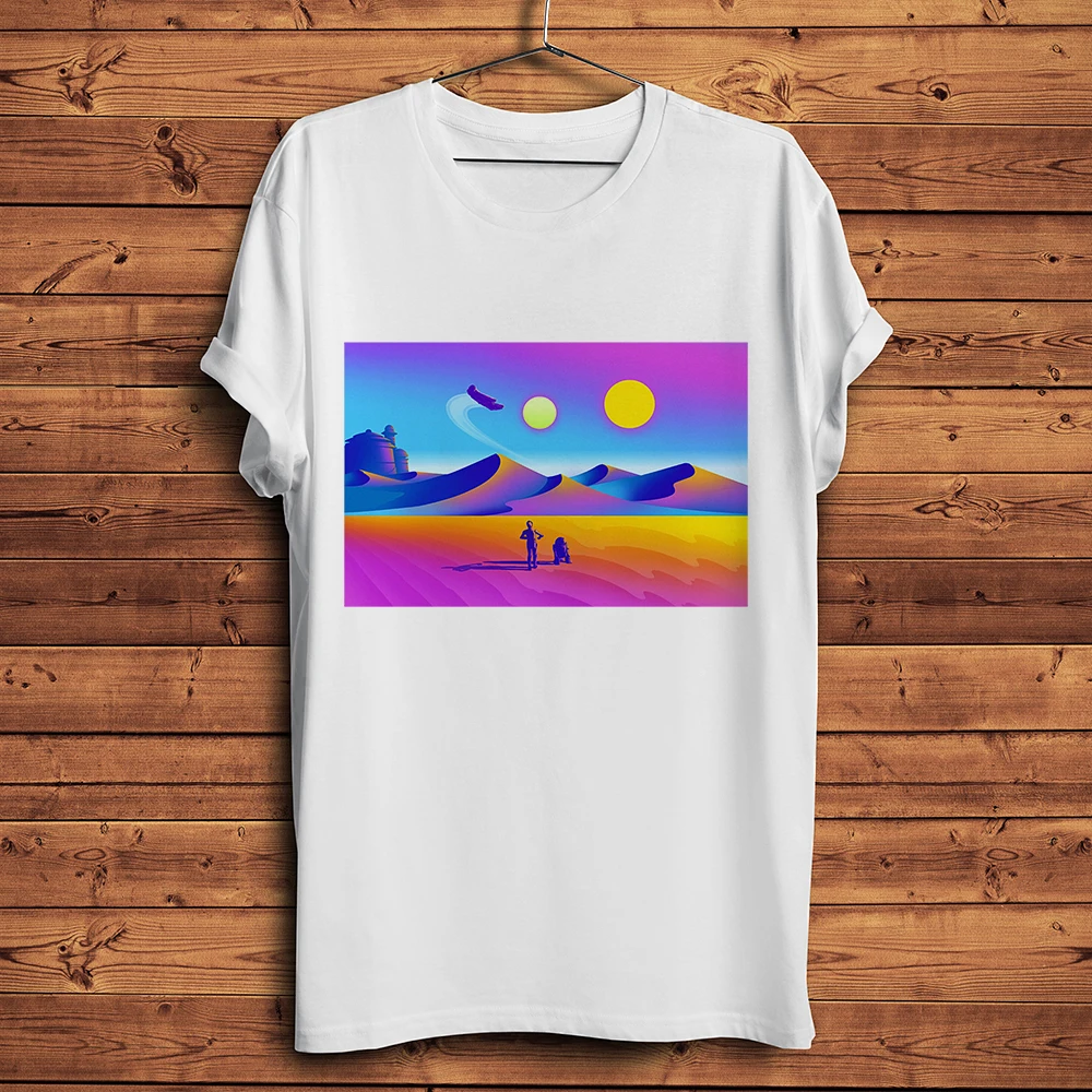 Tatooine Robot Hike Divertente T Shirt Uomo Estate Nuovo Bianco Manica Corta Casual Homme Cool Unisex Streetwear T-Shirt