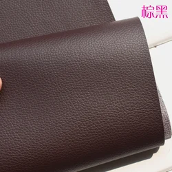 Durable Waterproof Soft Faux Leather Fabric with Lychee Pattern for Upholstery & DIY Projects (Brown and black)
