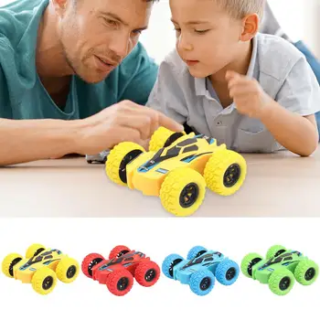 

ABS Anti-Shatter Toy Car Baby Car Safety Crashworthiness and Fall Resistance Model Rotating Double-Side Stunt Car 7.5X7X3CM