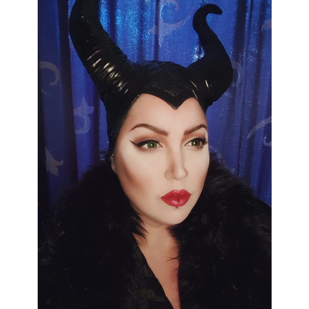 Maleficent рога косплей маска головные уборы Черная Королева шлем головной убор Хэллоуин маскарадные реквизиты для вечеринки