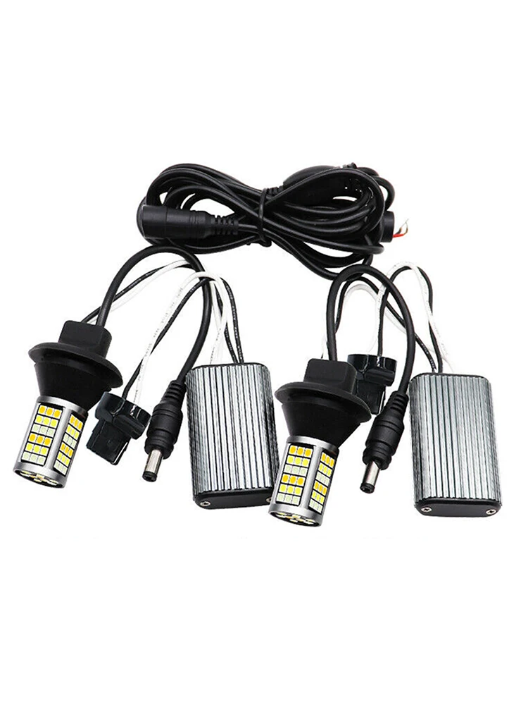 T20 7440 светодиодный лампочка 54 Вт 81SMD Белый DRL синий ночник Янтарный сигнальный светильник поворота