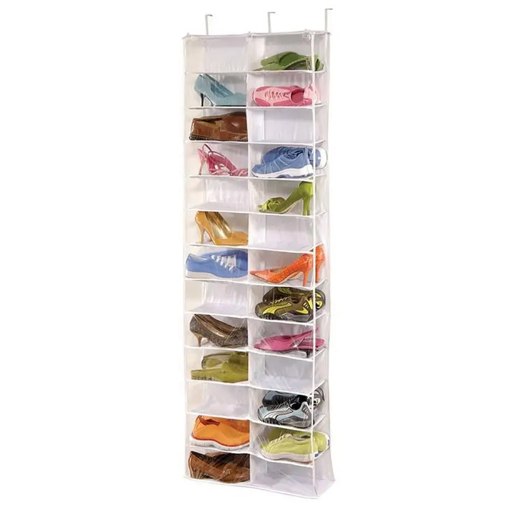 

Toolless Mounting Non-woven Useful 26-Pocket Shoe Rack Storage Organizer Holder Hook Folding Hanging on Door Closet Space Saver
