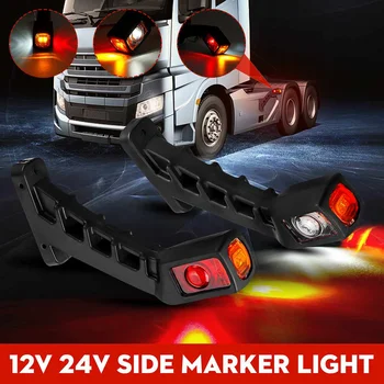 

2pcs 12V 24V LED Car Truck Side Marker Light Signal Indicator Lamp 3 Side for Trailer Lorry Bus