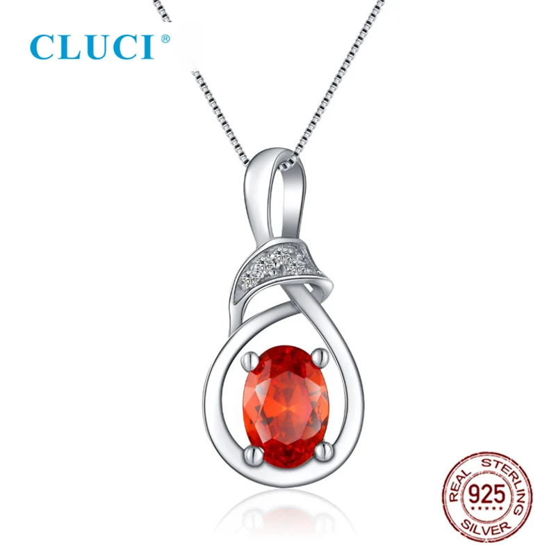 CLUCI Серебро 925 Красный овальный кулон подарок для женщин день святого валентина стерлингового серебра подвески