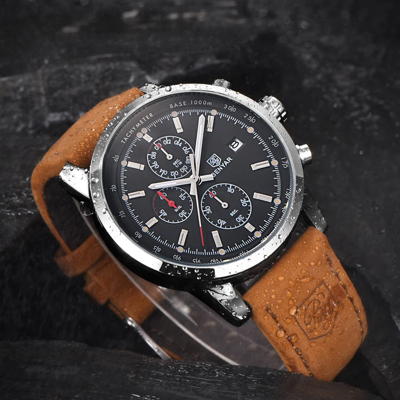 BENYAR модные Хронограф Мужские спортивные часы Reloj Hombre Топ люксовый бренд Кварцевые водонепроницаемые часы мужские часы Relogio Masculino