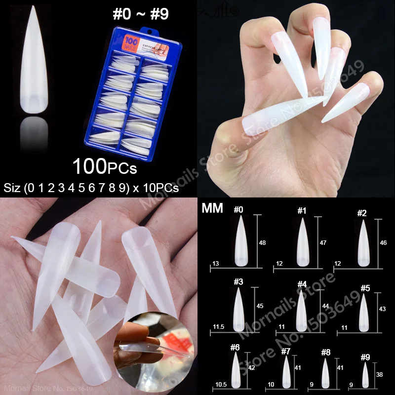 A5-White-100PCs 500 шт./пакет или 100 шт./кор. гроб балетки накладные ногти длинные стилет накладные ногти советы полное покрытие Сделай Сам акриловые накладные ногти 10 различных размеров - Цвет: A5-White-100PCs